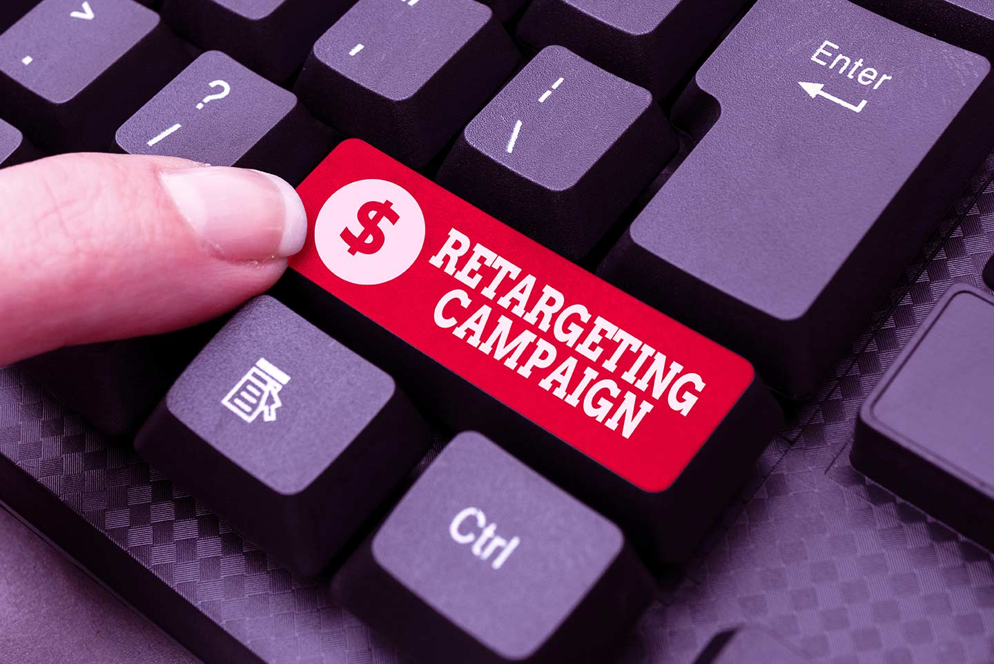 Retargeting campaign - finger pushing keys