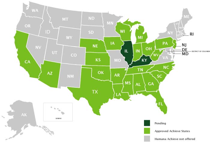 Humana Achieve Availability map