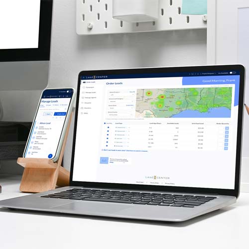 Computer and phone showing LeadCENTER